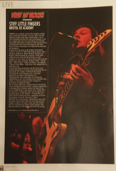 Stiff Little Fingers, Bristol O2 Academy photo by Sam Bruce. Vive Le Rock Issue 3 2011