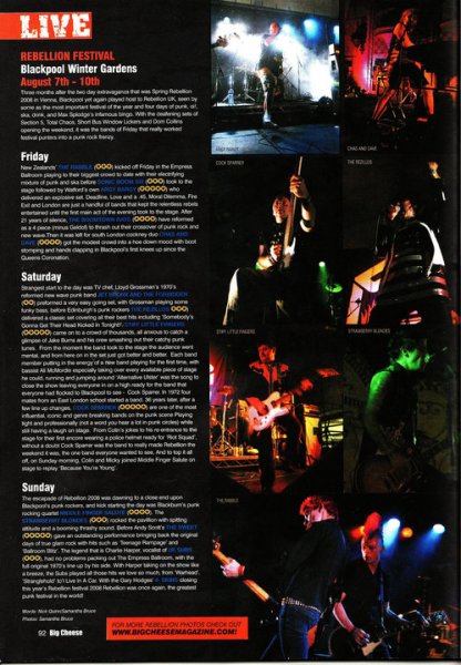 Rebellion Festival 2008 Review co wrote by Sam Bruce & Nick Quinn, Photos by Sam Bruce
