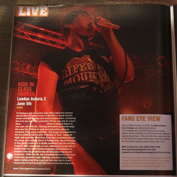 Kids In Glass Houses Live Review London Astoria 2 June 5th 2008 Photo by Sam Bruce   BIG CHEESE Issue 102 August 2008