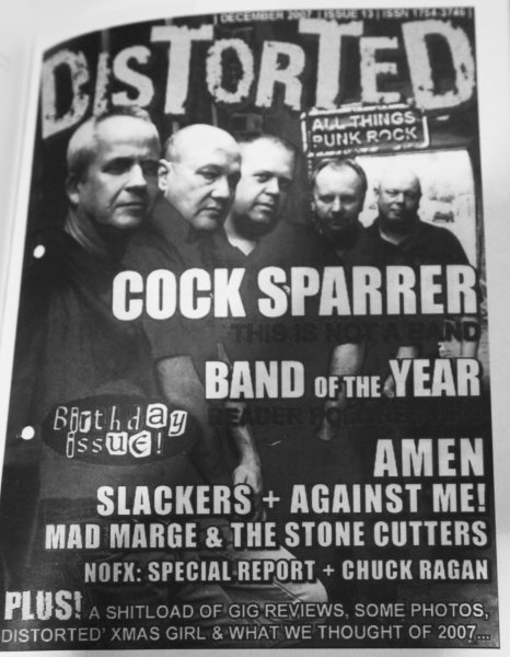 ) Cock Sparrer, Distorted Magazine Front Page Photo by Sam Bruce. DISTORTED MAGAZINE, Issue 13 December 2007