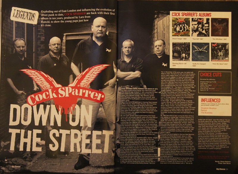 Cock Sparrer review photo by Sam Bruce. BIG CHEESE Issue 93 November 2007